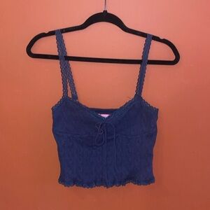 Edikted Lacey Top Navy Blue Small
